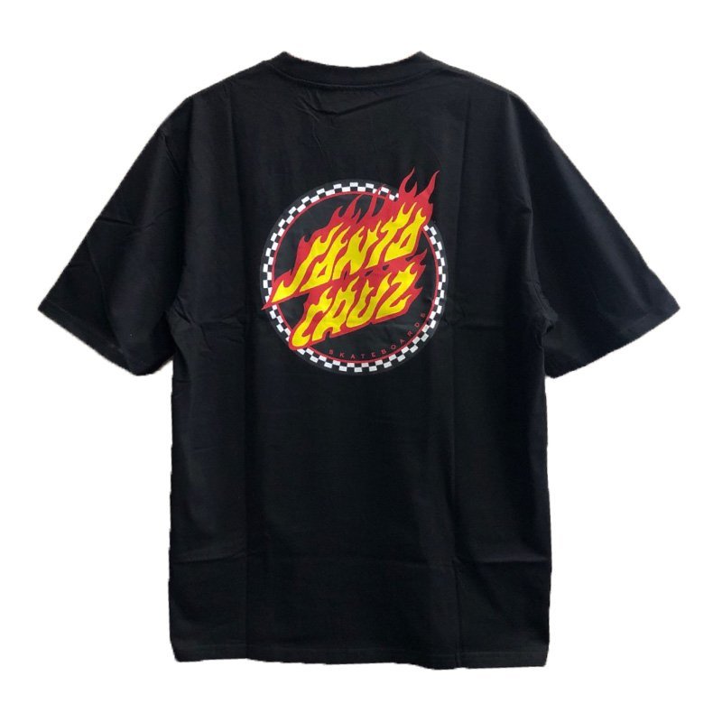 セール SALE 新品 SANTACRUZ サンタクルーズ ポケT ポケットTシャツ FLAMED DOT フレイムドットプリント 黒 ブラック Lの画像1