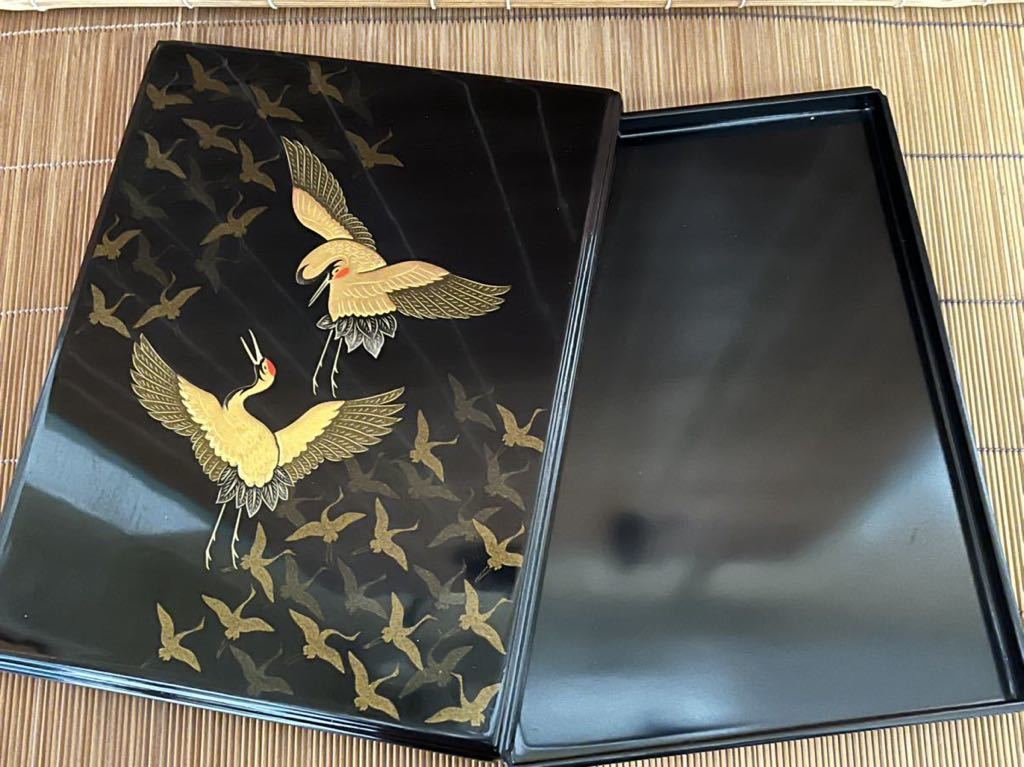 硯箱文箱蒔絵鶴金蒔絵漆鶴の舞小箱小物入れ漆器G-989 - JChere雅虎拍卖代购
