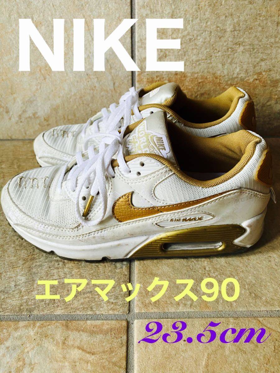 NIKE AIR MAX90SE エアマックス90 SE Air Max 90 “Worldwide Pack Katakana” ワールドワイドパックカタカナ　ホワイト/ゴールド 23.5cm_画像1