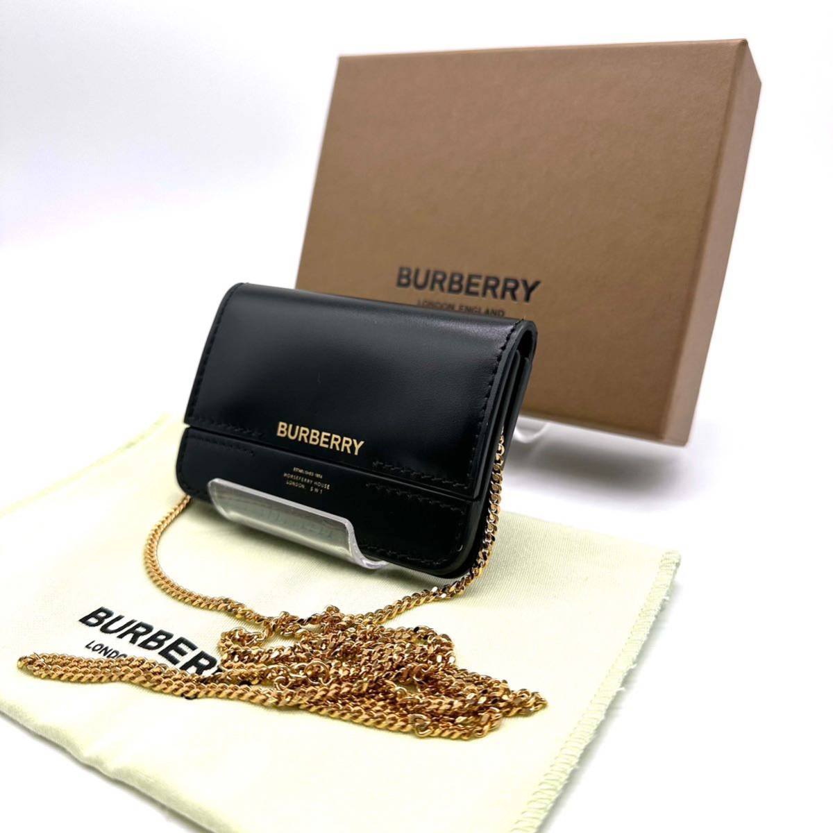 【極上美品】BURBERRY バーバリー レザー チェーン カードケース_画像2