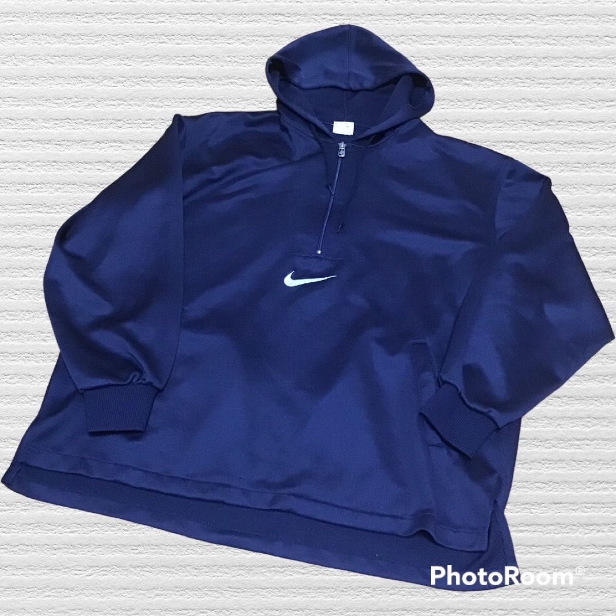 【銀タグ.90s.ロゴ.稀少.匿名.翌送】NIKE ハーフジップパーカー　XL ナイキ ジャージ素材 入手困難　ヴィンテージ