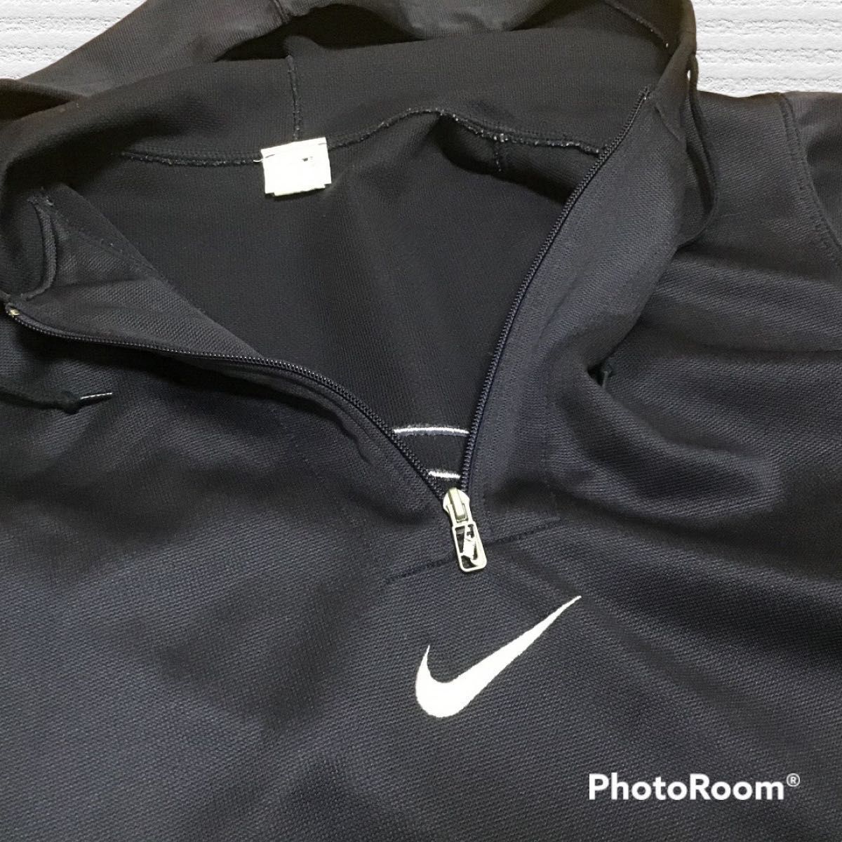 【銀タグ.90s.ロゴ.稀少.匿名.翌送】NIKE ハーフジップパーカー　XL ナイキ ジャージ素材 入手困難　ヴィンテージ 