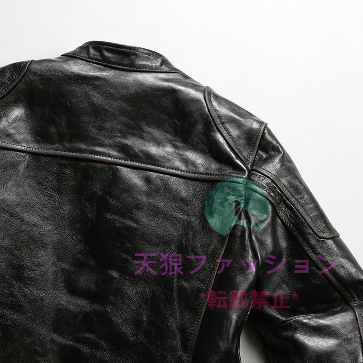 楽ギフ_包装】 レザージャケット 馬革 茶芯 ○J100 シングルライダース