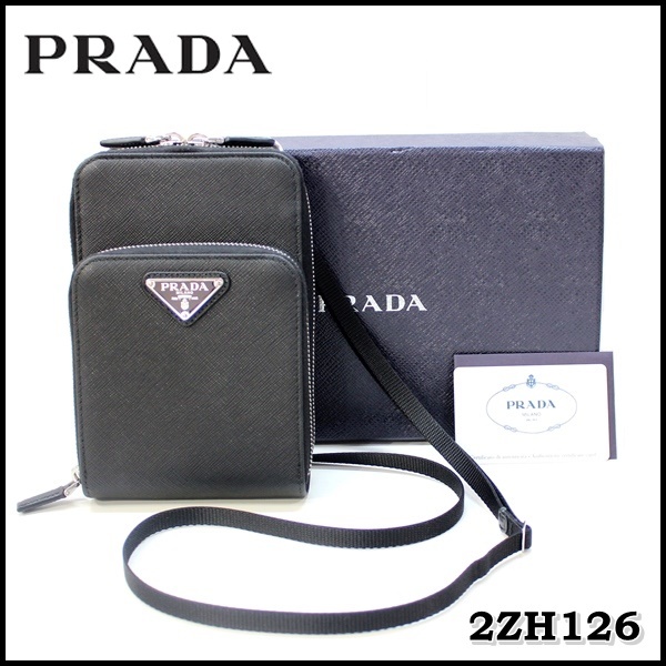 新同 PRADA 2ZH126 サフィアーノ スマートフォンケース ショルダー RFIDタグ 斜め掛け プラダ_画像1