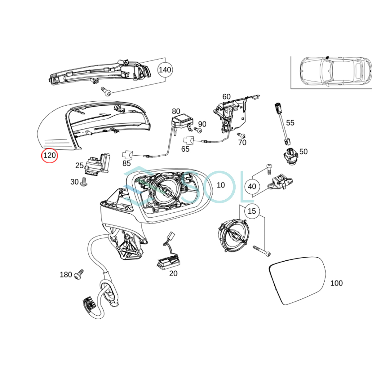 ベンツ W253 ドアミラーカバー 右ハンドル車用 左右セット 純正品 GLC200 GLC220 GLC250 GLC300 GLC350 GLC43 GLC63 0998115100 0998115200_画像5