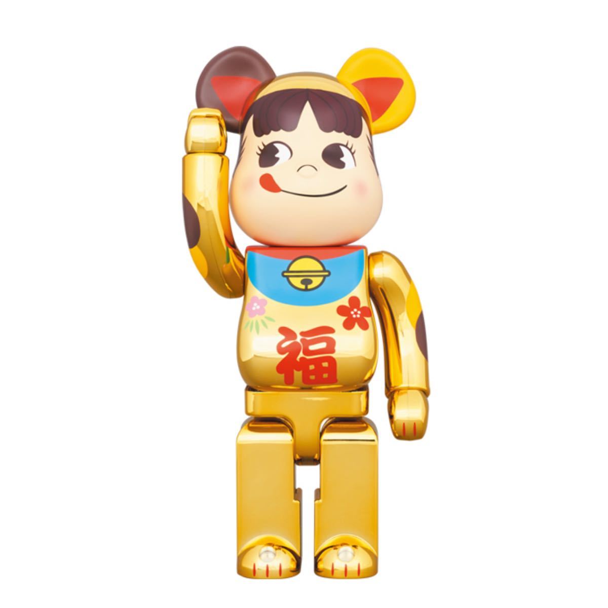 未開封】BE@RBRICK 招き猫 ペコちゃん 福 金メッキ 1000%-