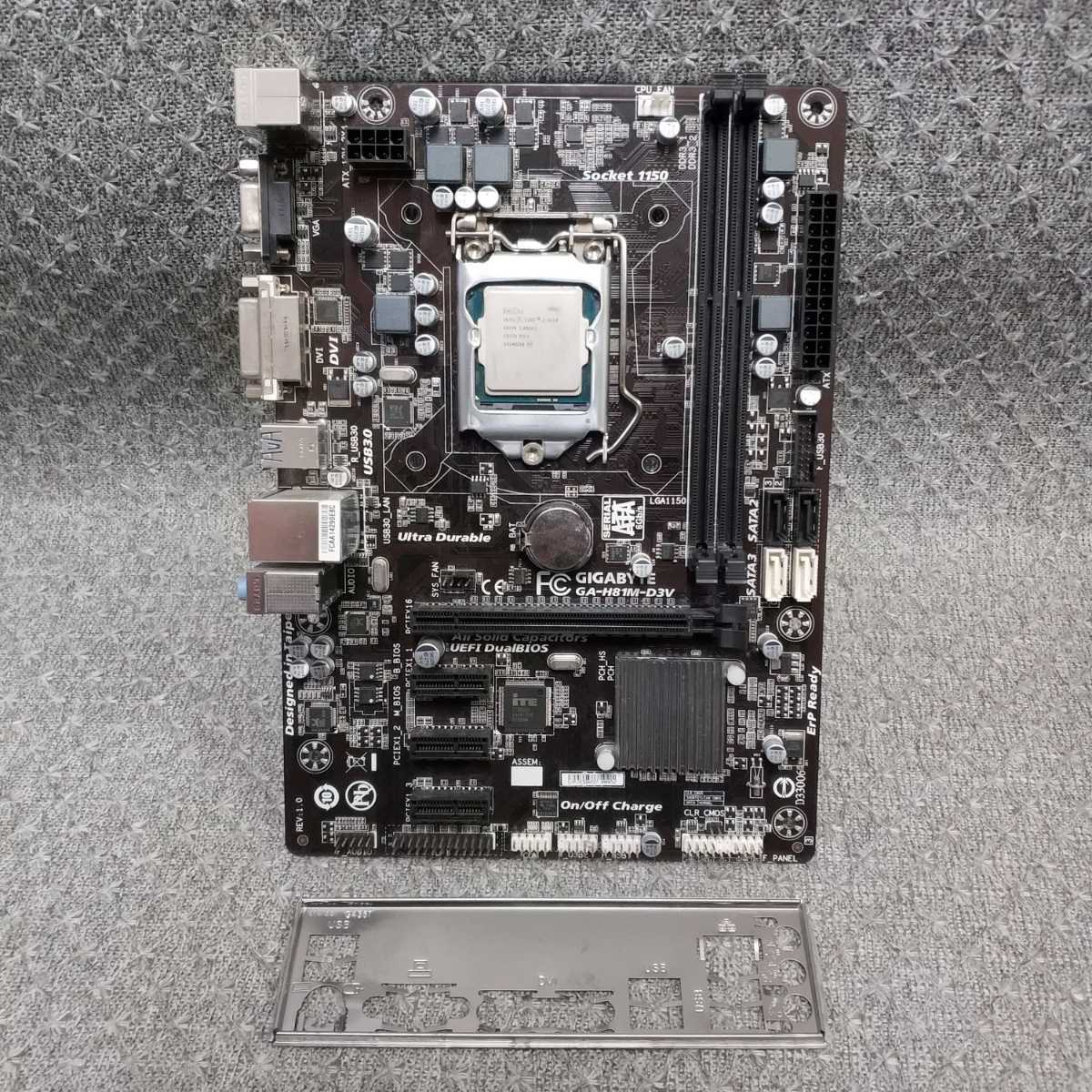 即日発 送料520円 ★ MicroATX マザーボード GIGABYTE GA-H81M-D3V ★ CPU (CORE I3-4160 3.6GHz) LGA1150 ★ BIOS立ち上がり確認済み M744_画像1