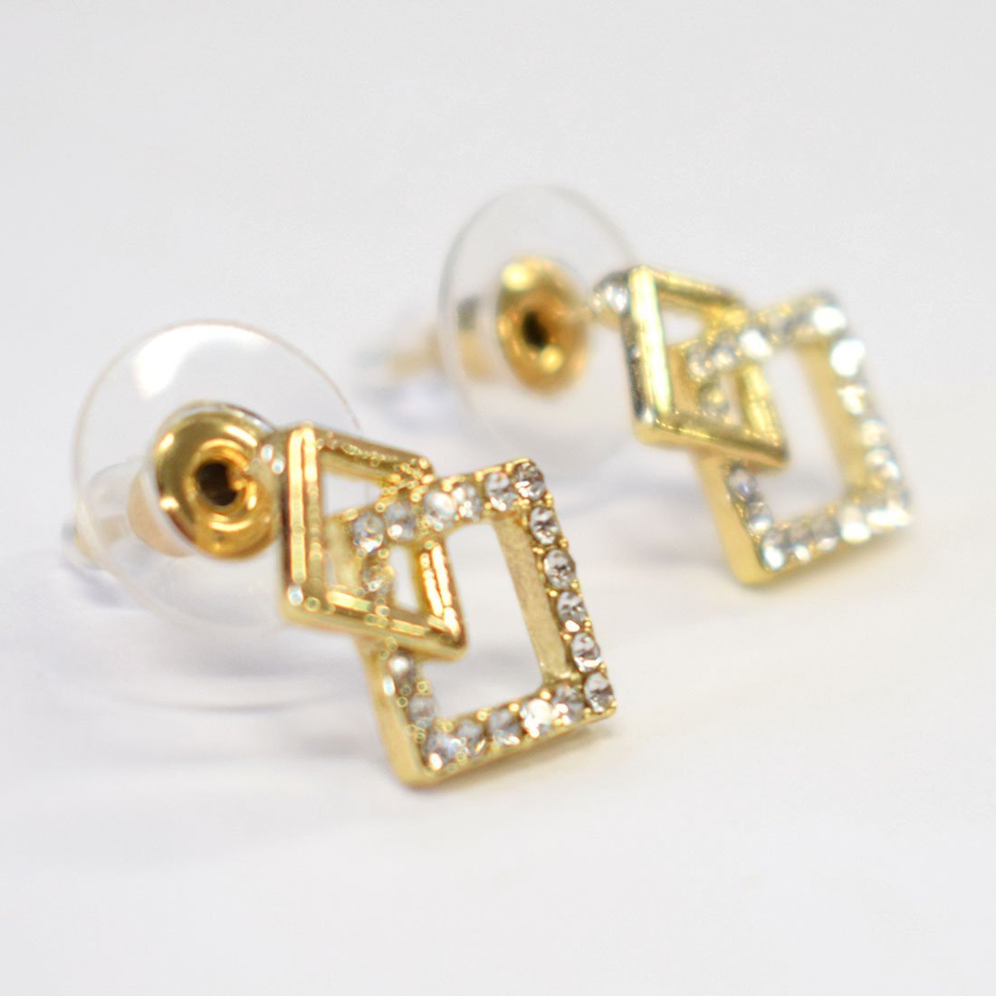  earrings square Gold lady's accessory adult pretty lovely stylish memory day birthday wedding Christmas 