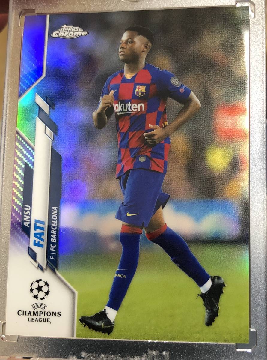 2019-20 Topps Chrome UEFA Champions League Soccer Ansu Fati RC FC Barcelona　Purple Refractor Base パラレルカード /250枚限定 _画像1