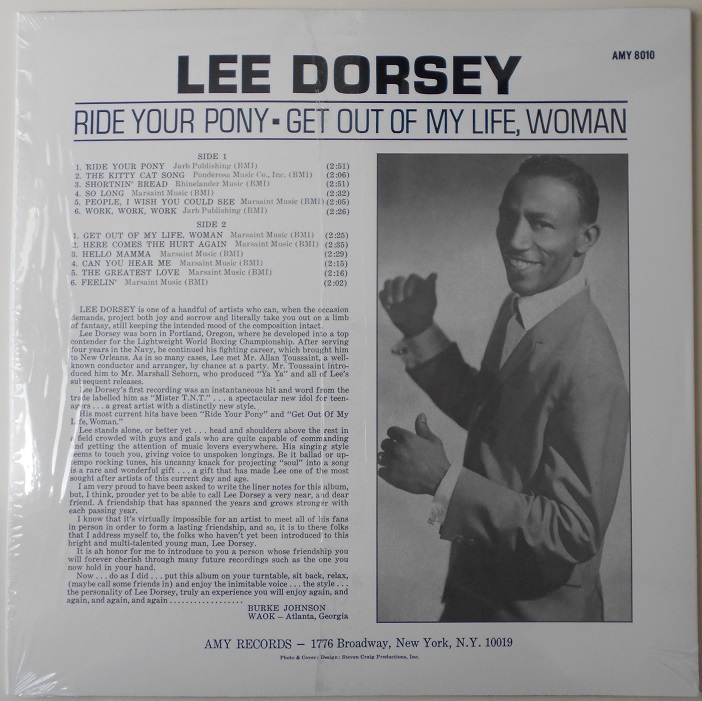 ■新品■Lee Dorsey リー・ドーシー/ride your pony ・ get out of my life, woman(LP)_画像2
