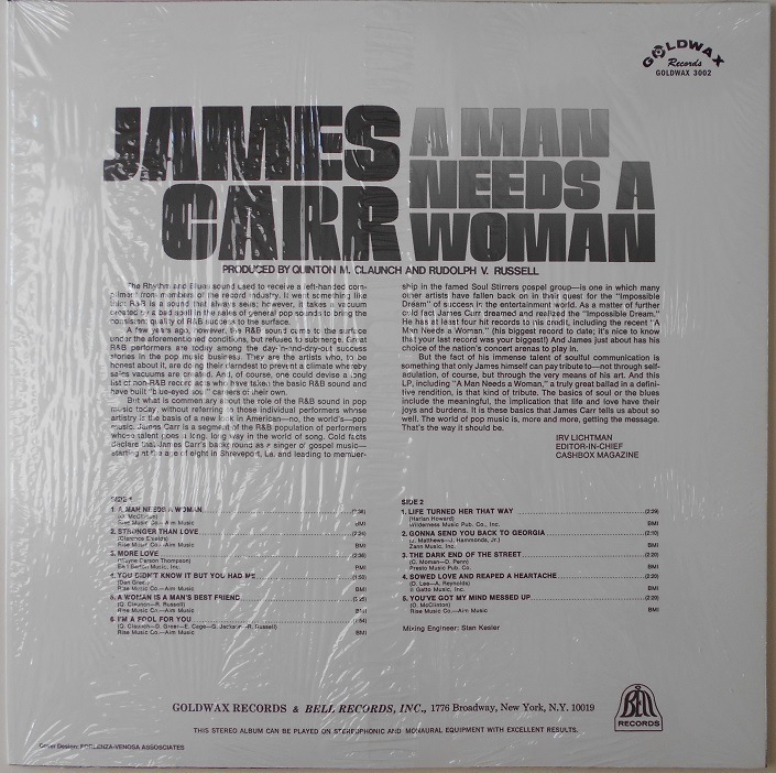 ■新品■James Carr ジェームズ・カー/a man needs a woman(LP)　_画像2