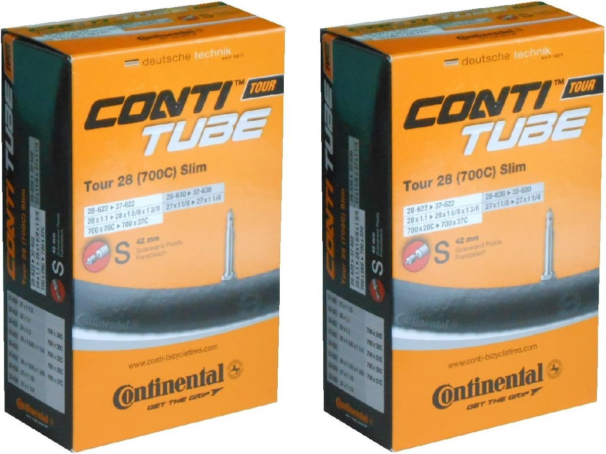 コンチネンタル Continental Tour28 Slim 700×28/37c チューブ 仏式バルブ長42mm 28-622 37-622 2本セット 自転車_画像1