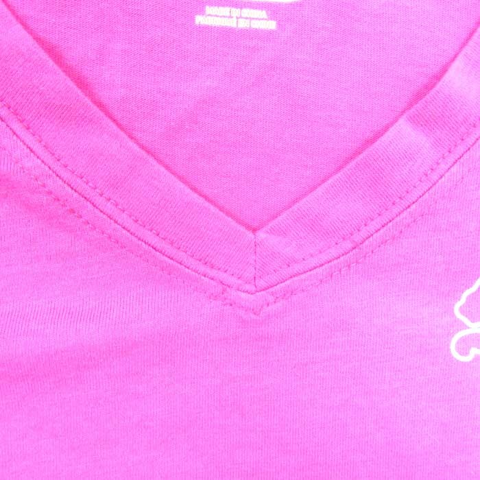 プーマ 半袖Tシャツ Vネック 胸ロゴ ドライセル スポーツウェア トップス レディース Sサイズ ピンク PUMA_画像3