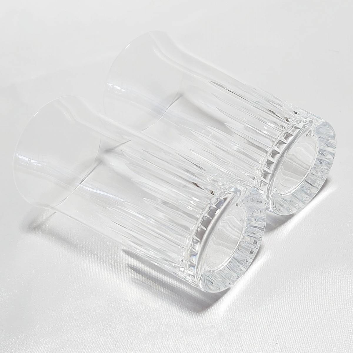ビアグラス 2個 ペアグラス ガラスコップ 口径約5.4㎝ 高さ約10㎝ カットガラス 【2168】【r】_画像5