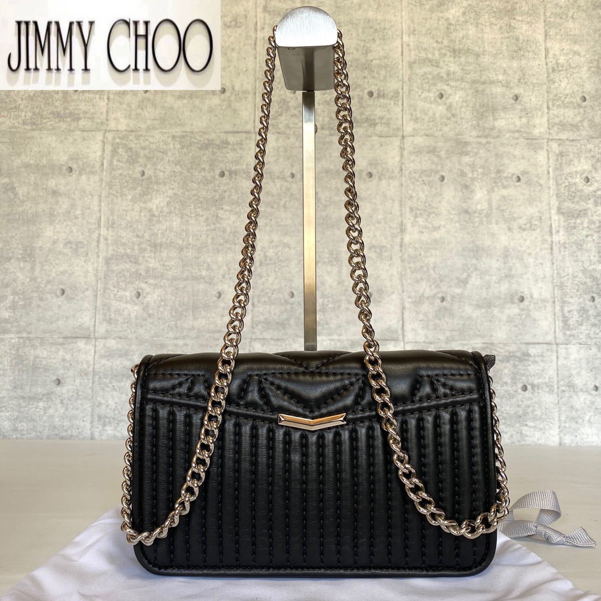 美品 JIMMY CHOO HELIA ショルダーバッグ 黒 ハンド キルティング