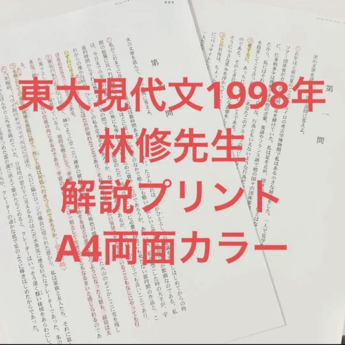 東大現代文1998年 林修先生 解説プリント A4両面カラー|Yahoo 東大現代文1998年 林修先生 解説プリント A4両面カラー|Yahoo