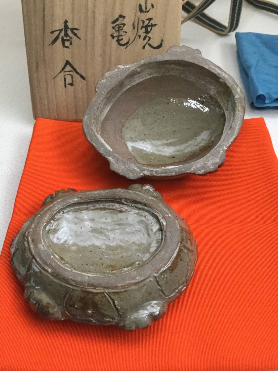 国産】 茶道具 出雲焼 おしどり香合 11代 木箱付き 長岡空権作 長岡空