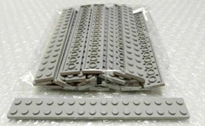 20個　2×16　LEGO　レゴ　未組み立て　未使用　パーツ　部品　ライトグレー　プレート　大量_画像1