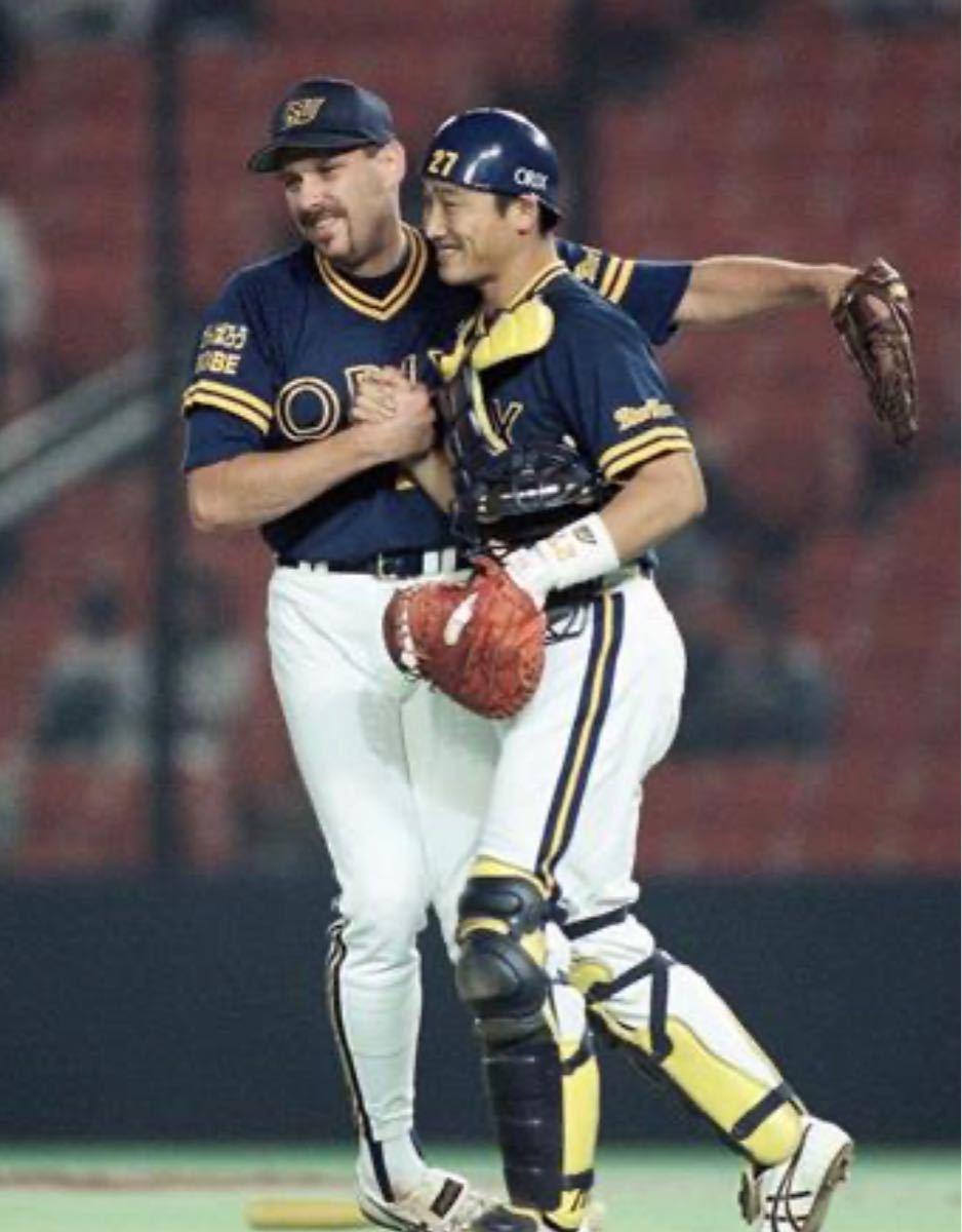 送料無料 即決 オリックス・ブルーウェーブ 中嶋聡選手ユニフォーム L