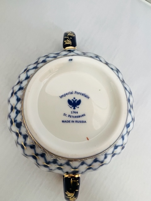 ロシア食器 IMPERIAL PORCELAIN/インペリアル・ポーセリン コバルトネット シュガーポット 300mlの画像5