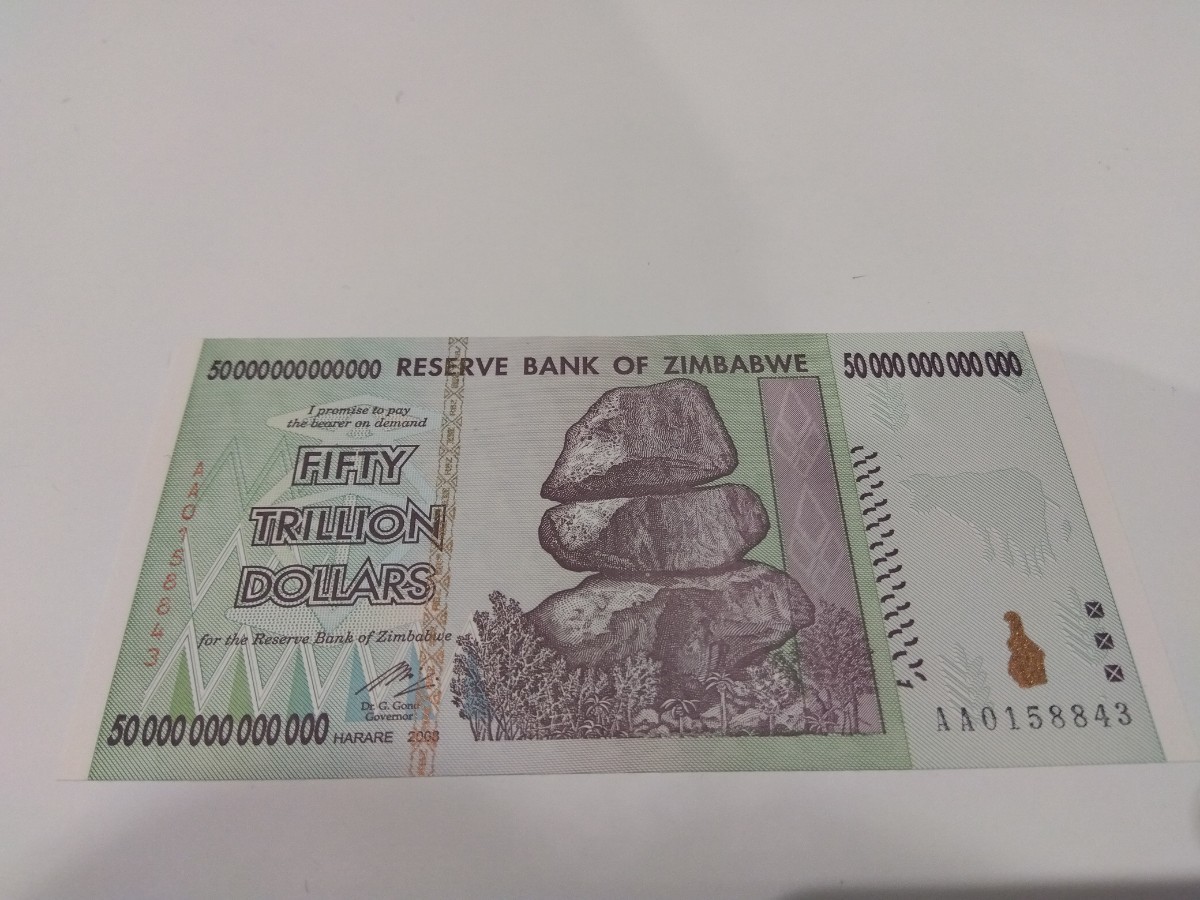 紙幣 ＊ ジンバブエ 紙幣 ジンバブエドル ハイパーインフレ 美品 100兆