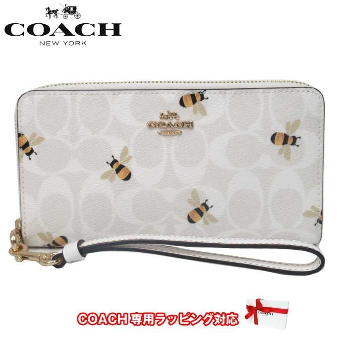 人気ショップ ビー ウィズ シグネチャー PVC COACH 長財布 財布 コーチ プリント レディース IMRFI C8675 ラウンドファスナー ストラップ付き 女性用財布