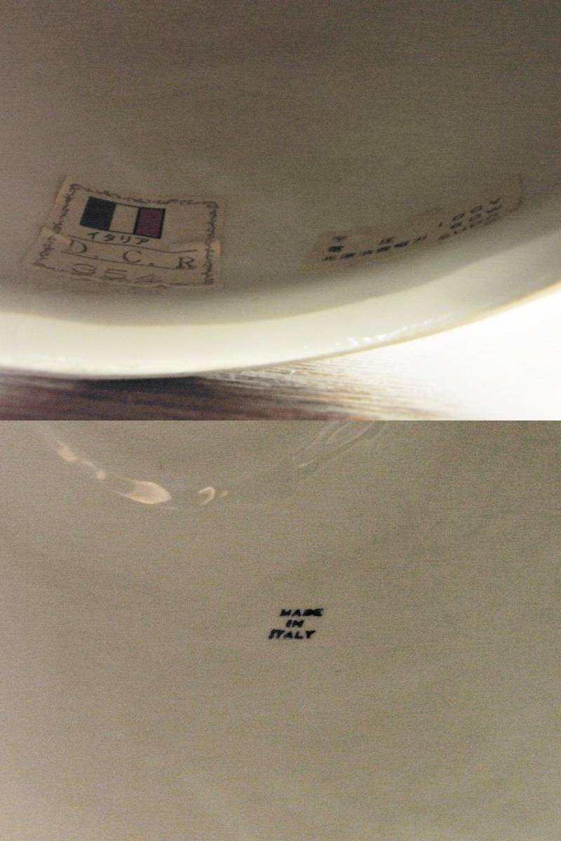 23-H-288 イタリア製 D.C.R テーブルランプ スタンドライト 陶器 陶花 布シェード レトロ アンティーク風 ビンテージ ※欠けありの画像10
