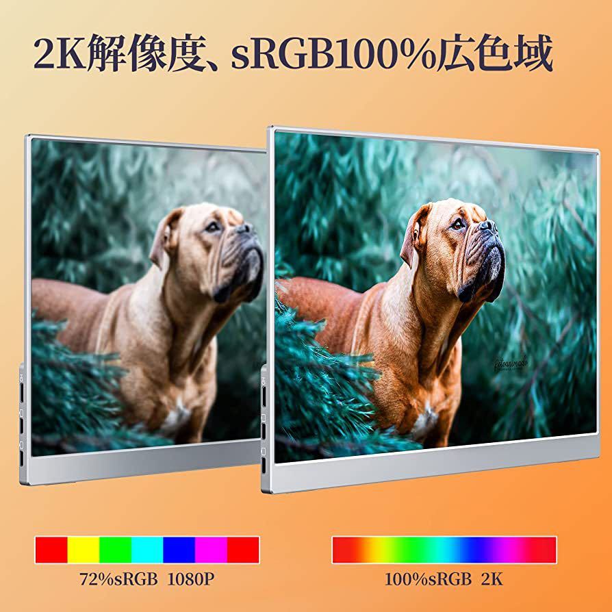 モバイルモニター 13.5インチ 超薄型 超軽量380g 狭額縁 高輝度400nits 100%色域 画像比自動適合 モバイルディスプレイ ゲームモニター