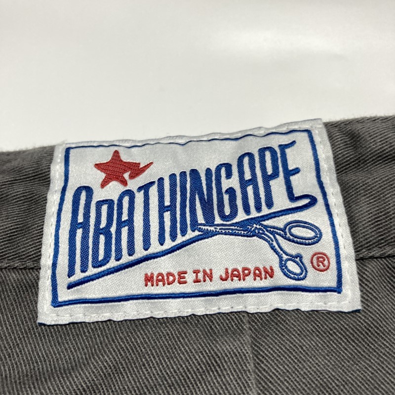 A BATHING APE★ワーク チノ ショートパンツ ショーツ ハーフ クロップド 6分丈 テーパード&スリム 灰 S エイプ 夏のルード&ストリート_画像7