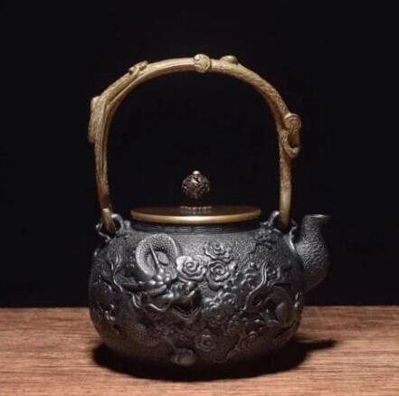 新品★大容量 鉄壺 コーティングなし 手作り鉄 やかんを沸かす お茶の道具 1200ML