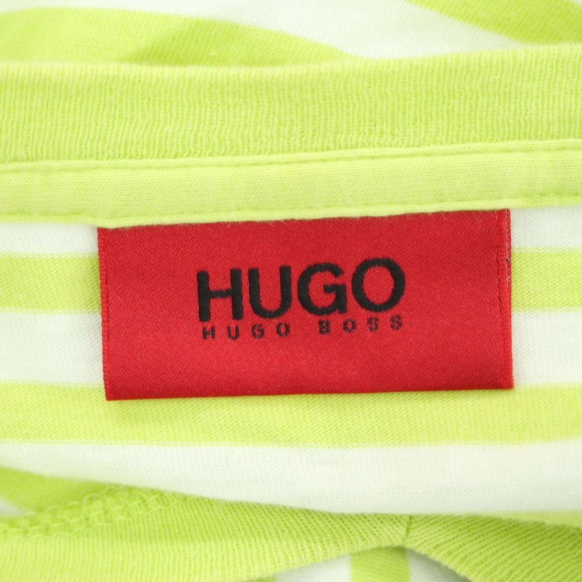 HUGO BOSS ヒューゴボス 春夏 ボーダー★ 半袖 Vネック カットソー Tシャツ Sz.M　メンズ　A3T03428_4#D_画像6