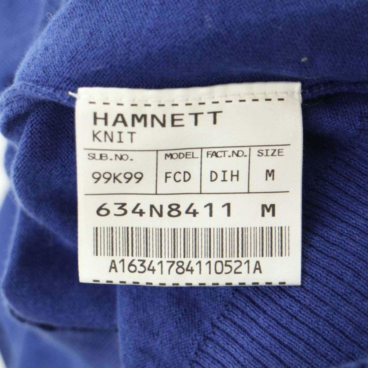 HAMNETT キャサリン ハムネット 通年 フリンジ★ コットン ニット カーディガン Sz.M　メンズ ネイビー　A3T04074_4#L_画像6