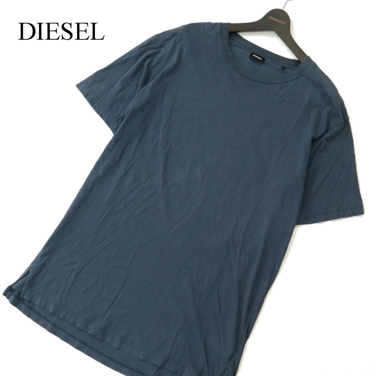 DIESEL ディーゼル 春夏 半袖 クルーネック★ カットソー Tシャツ Sz.L　メンズ ネイビー　A3T04068_4#D_画像1