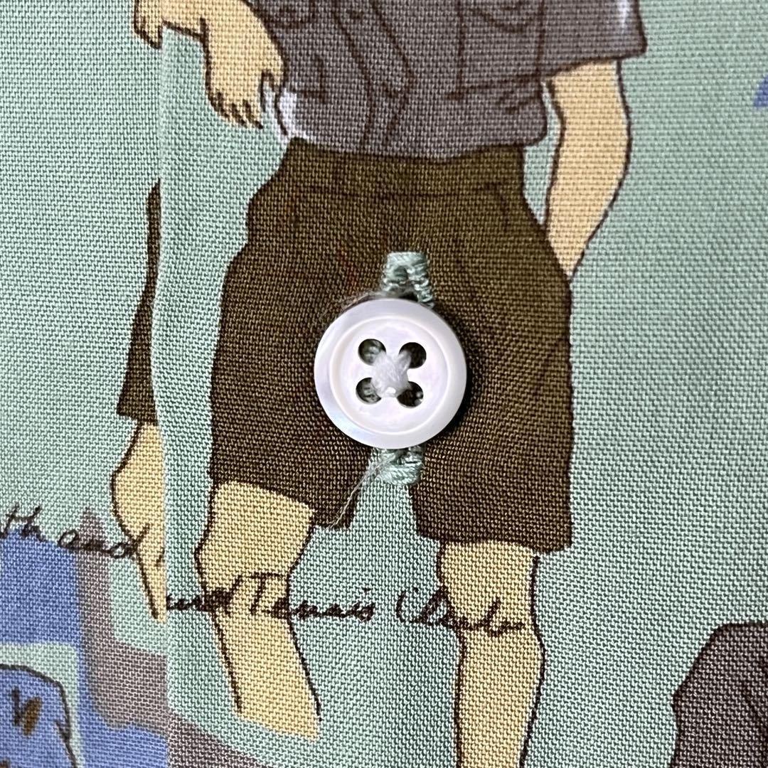 90s RALPH LAUREN 人物 総柄 レーヨン オープンカラーシャツ ラルフ