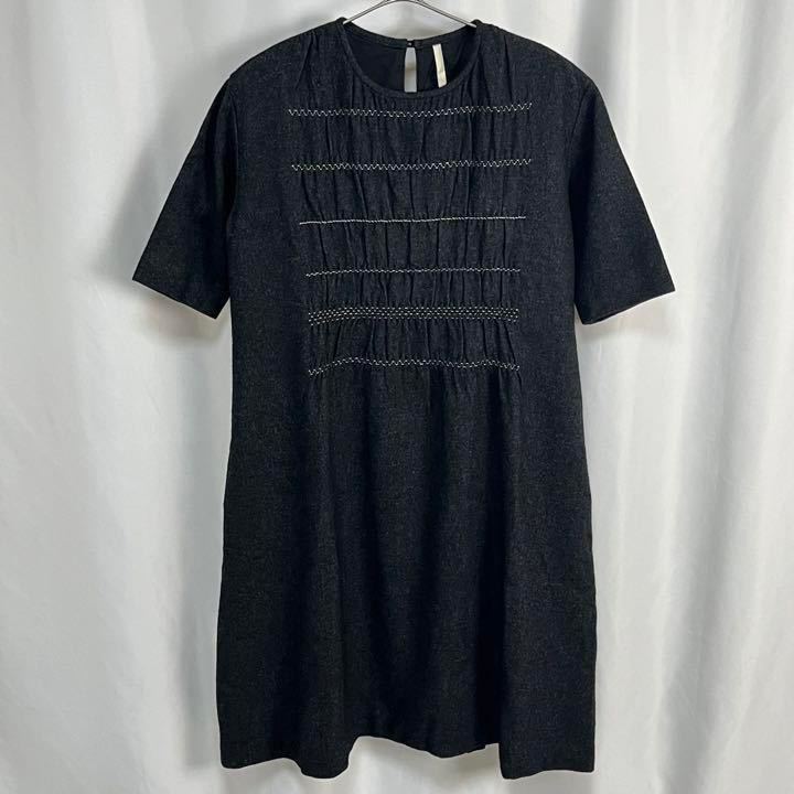 美品】ARTS&SCIENCE ヤク100% ギャザーワンピース チャコール アーツ