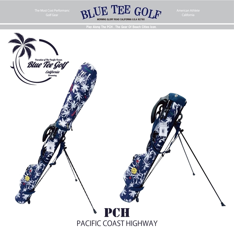 品質満点 ◎新PCHシリーズ♪ブルーティーゴルフ【ネイビー：パーム プリント柄 PCHシリーズ】セルフスタンドバッグ＆クラブケース（フード付き） - その他