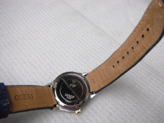 未使用品 GUESS ゲス W0289L1 クロノグラフ 3針 腕時計 ラインストーン デニムベルト アナログ クオーツ メンズ 定形外郵便300円 D2-aの画像3