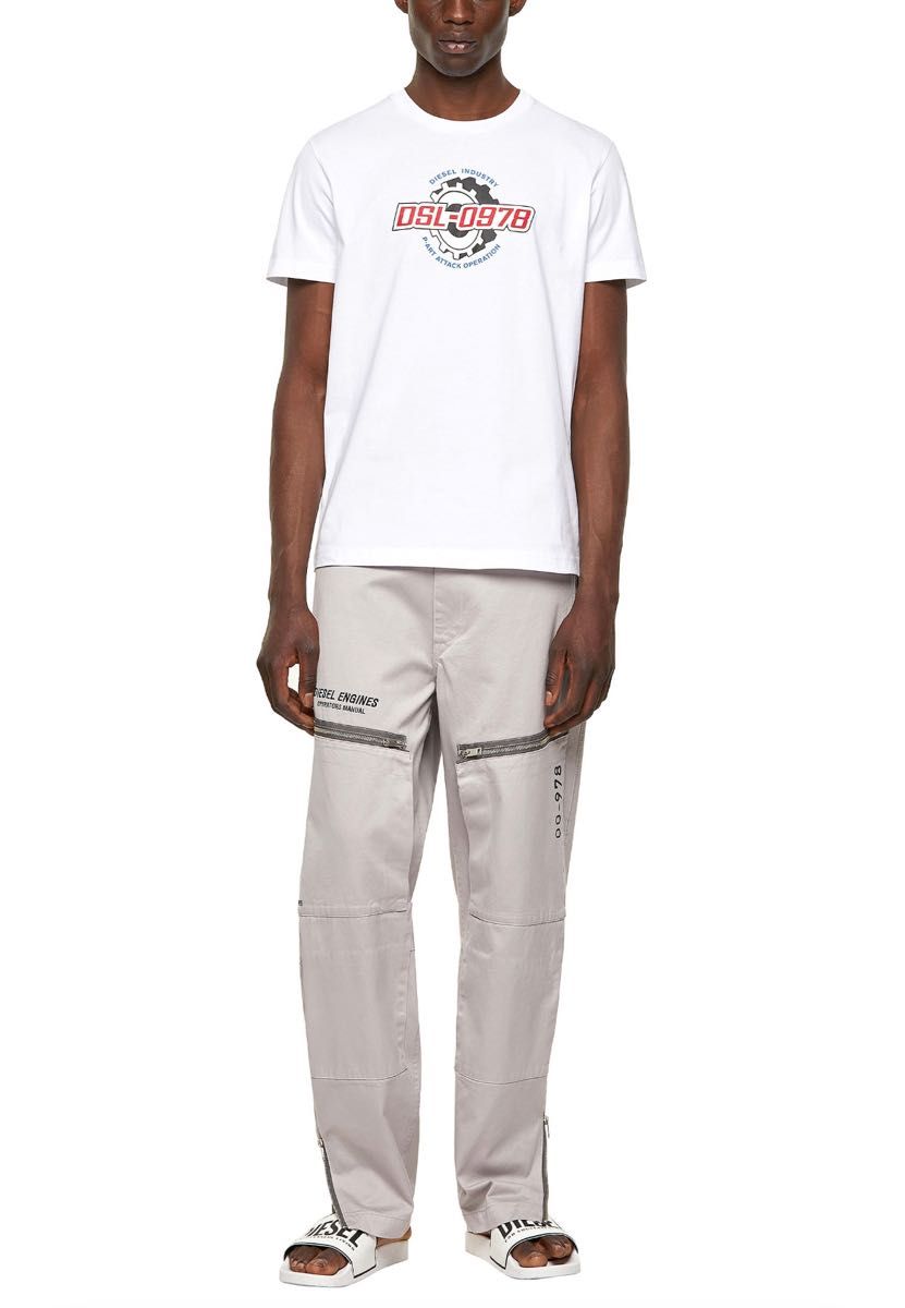 DIESEL 新品未使用 XXSサイズ Tシャツ カットソー ブランド ロゴ DSL 0978 ホワイト 白 半袖 ディーゼル