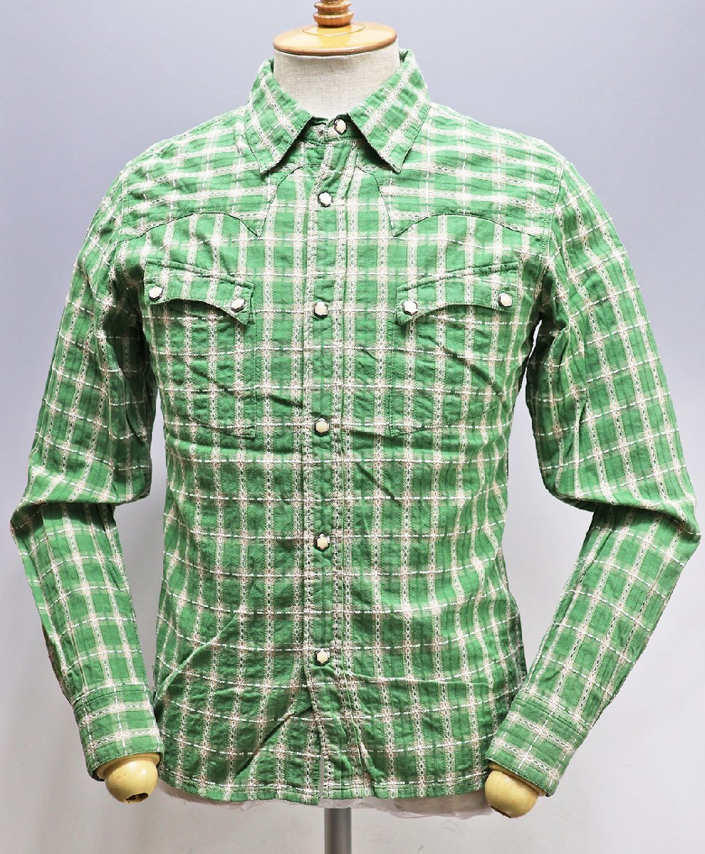 THE FLATHEAD (フラットヘッド) Dobby Check Western Shirt / ドビーチェック ウエスタンシャツ グリーン size 36_画像2