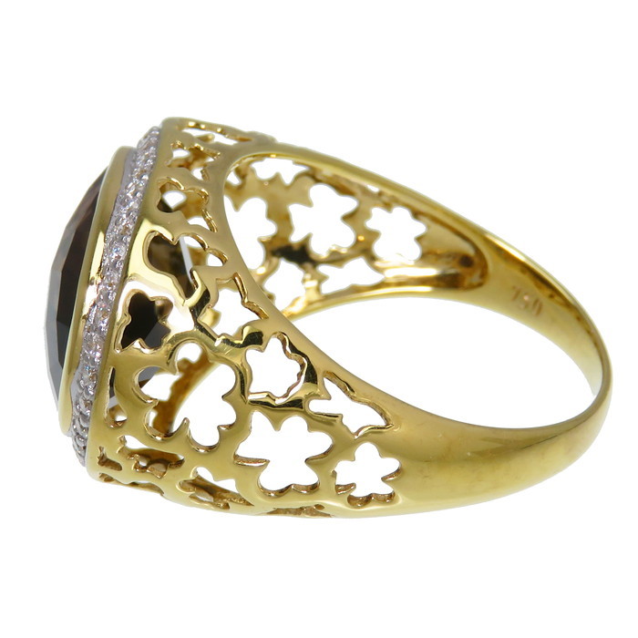 19号 スモーキークォーツ 7.00ct ダイヤモンド 計0.28ct リング・指輪