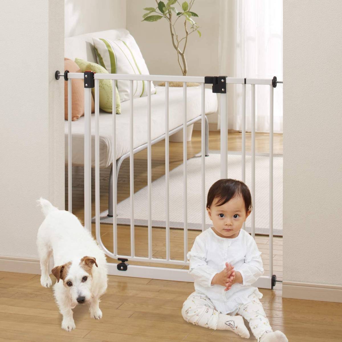  popular commodity baby z gate baby fence Japan childcare white rom and rear (before and after) person direction . opening and closing possibility NI-4006 installation width 73~90cm
