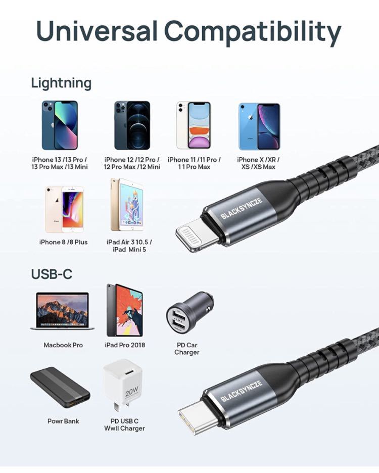 Lightningケーブル 1M 2本セットタイプC iPhone 充電器ケーブル MFi認証 USB C Lightningケーブル ナイロン編み 急速充電 セール iPhone用 Type-C 急速充 ライトニングケーブル ケーブル 1M 2本