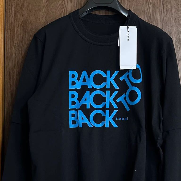 黒2新品 sacai サカイ メンズ BACK to BACK レイヤード ロング Tシャツ