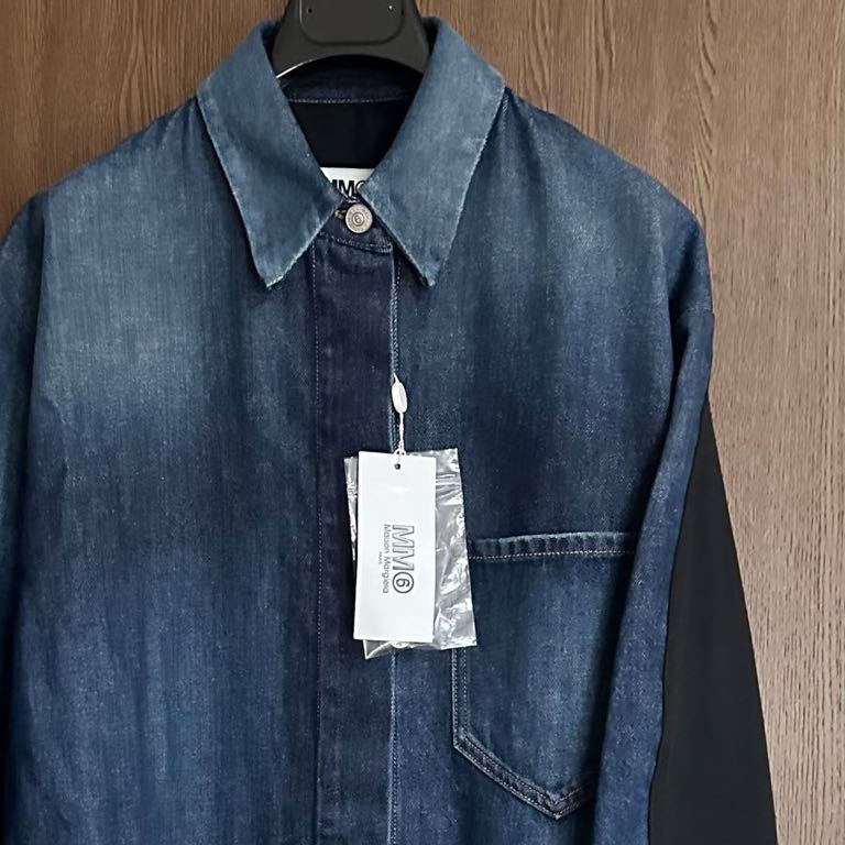 40新品52%off メゾンマルジェラ MM6 再構築 デニム ワンピース ドレス 長袖 シャツ 21AW size 40 M Maison Margiela 6 レディース ブルゾン_画像2