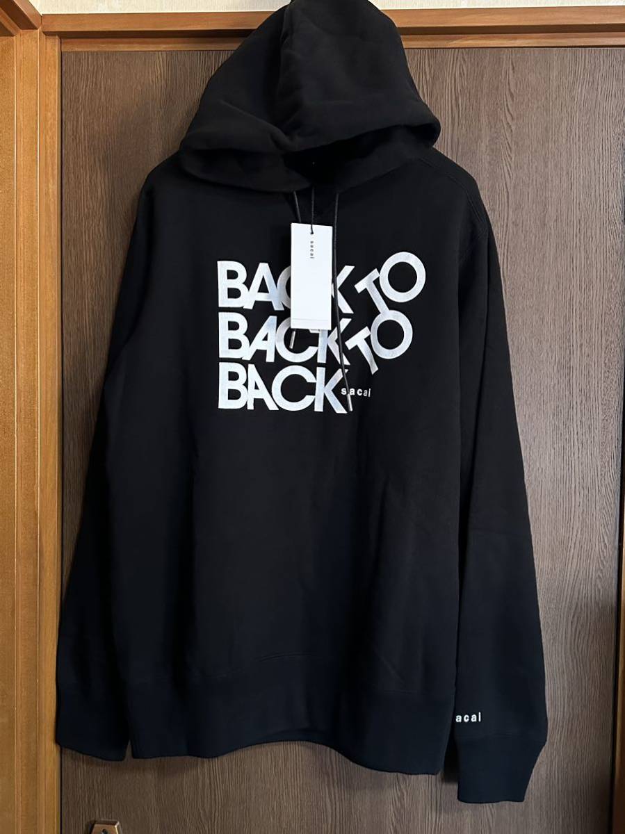 黒3新品 sacai サカイ メンズ BACK to BACK スウェット シャツ パーカー 長袖 22SS size 3 黒 L トレーナー フーディー ブラック