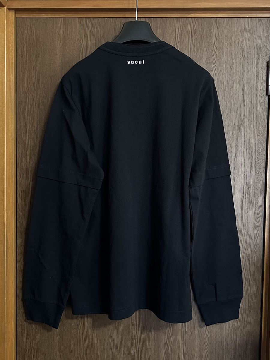 黒2新品 sacai サカイ メンズ BACK to BACK レイヤード ロング Tシャツ