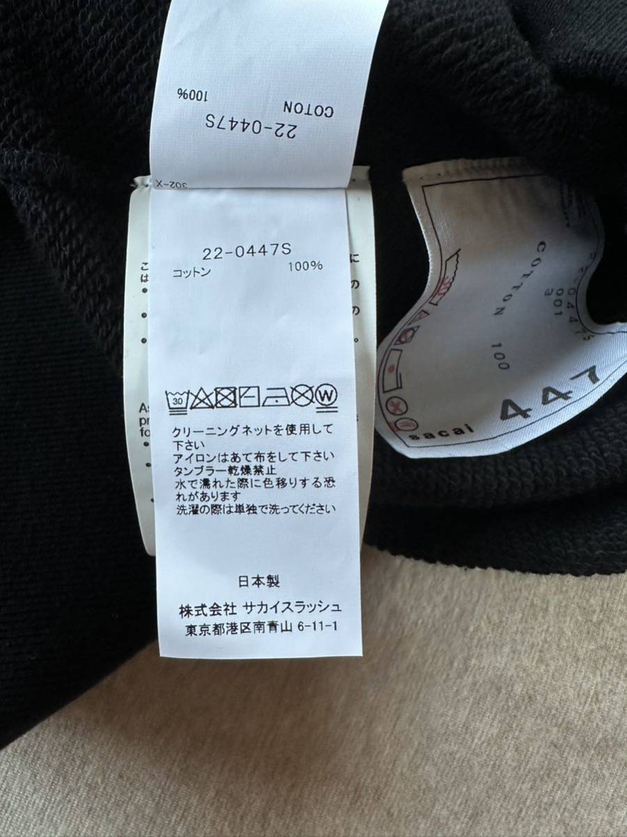 黒3新品 sacai サカイ メンズ BACK to BACK スウェット シャツ パーカー 長袖 22SS size 3 黒 L トレーナー フーディー ブラック