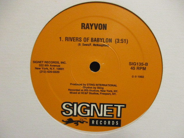 Shaggy ： Oh Carolina 12'' c/w Rayvon - Rivers Of Babylon (( Ras Mix / 落札5点で送料無料_画像2