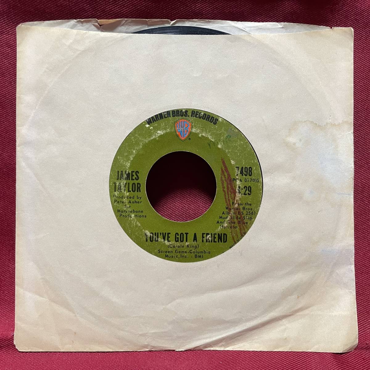 ◆USorg7”s!◆JAMES TAYLOR◆YOU'VE GOT A FRIEND◆_画像3