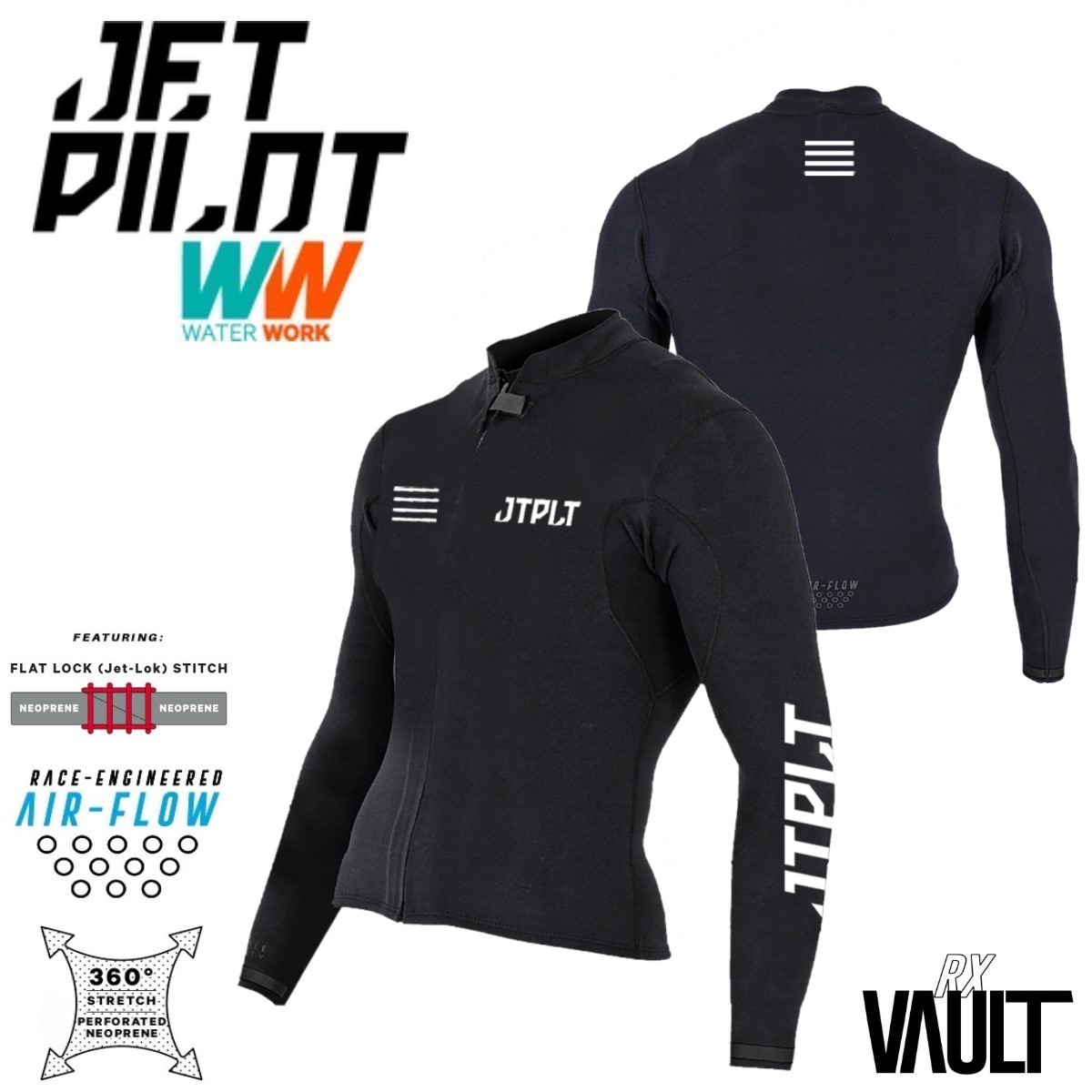 ジェットパイロット JETPILOT 2023 ウェットスーツ 送料無料 RX VAULT ボルト レース ジャケット JA22156 ブラック/ホワイト L